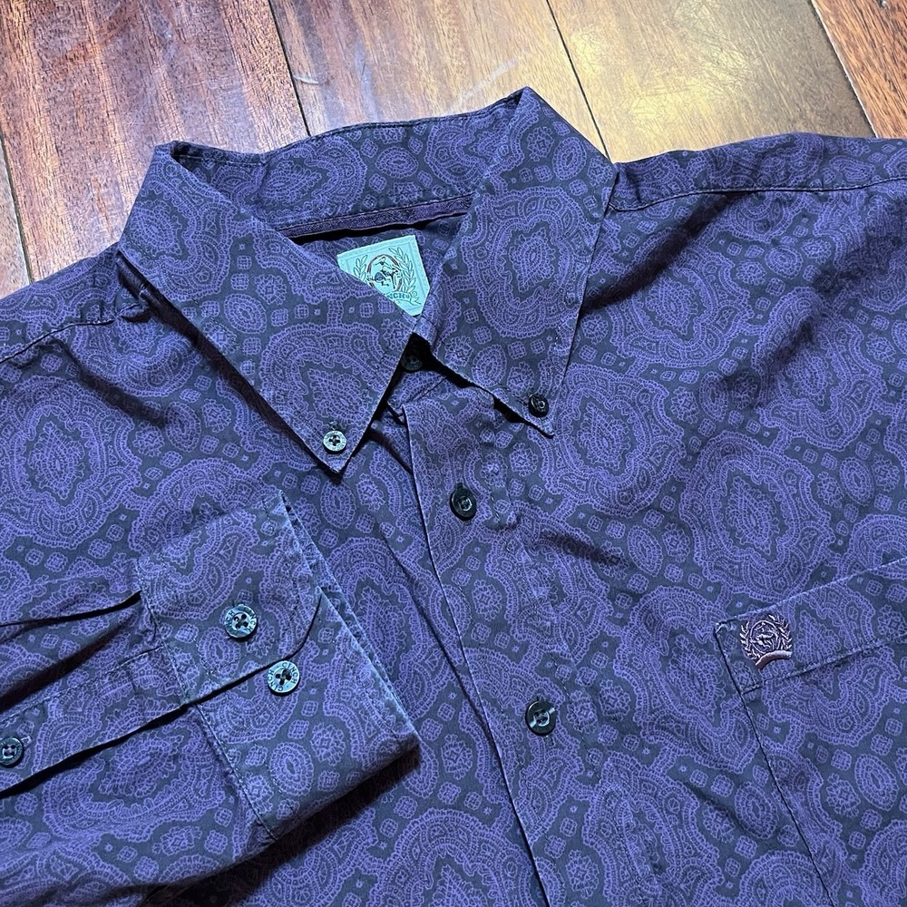Cinch Shirt Mens Large Blue Paisley Aztec Long Sleeve Button Down Western Cowboy